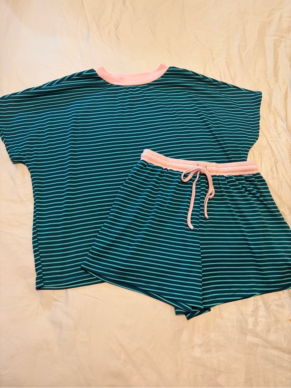 Boutique Green Striped Shorts and Shirt Set - Picture 3 of 4